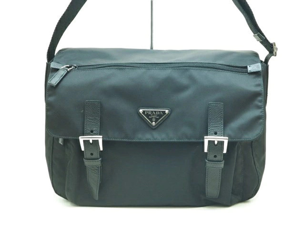Prada Tessuto Saffiano shoulder bag calfskin black card